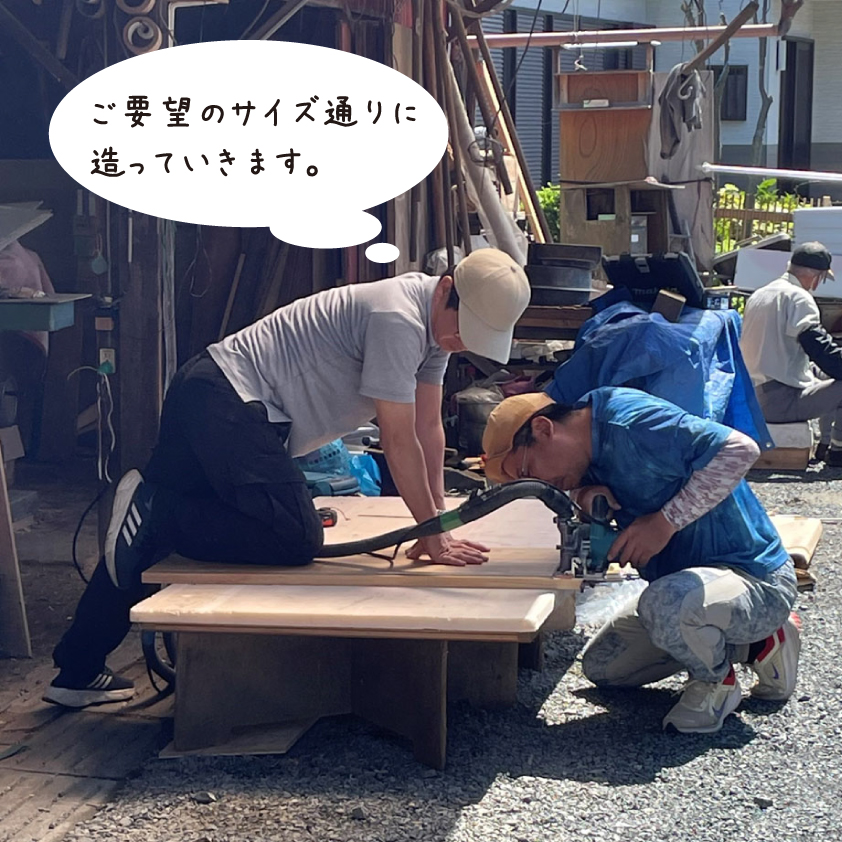 岡部工務店の造作キッチンキャビネット作りの風景